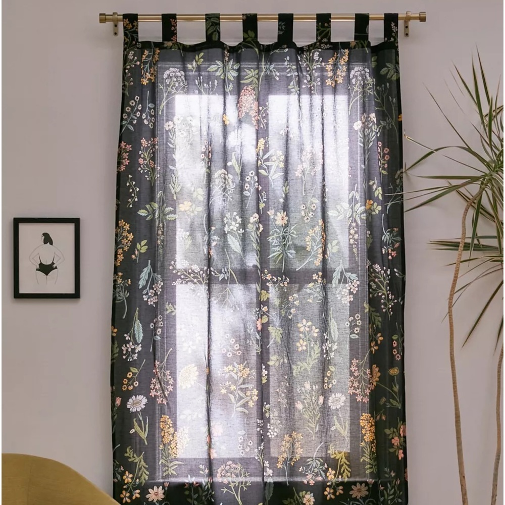 Urban Outfitters Myla Floral Curtain Panel 52x84 inch